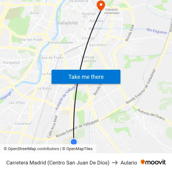 Carretera Madrid (Centro San Juan De Dios) to Aulario map