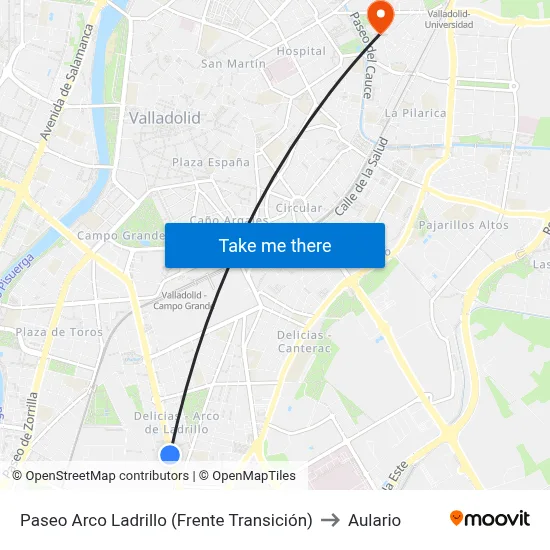 Paseo Arco Ladrillo (Frente Transición) to Aulario map