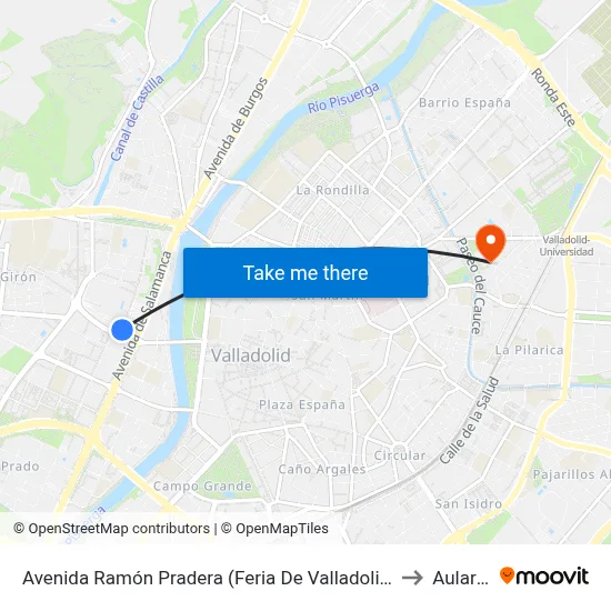 Avenida Ramón Pradera (Feria De Valladolid) to Aulario map