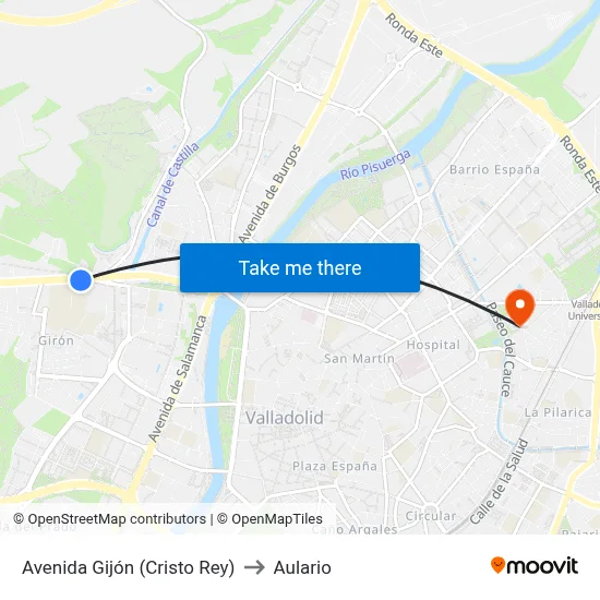 Avenida Gijón (Cristo Rey) to Aulario map