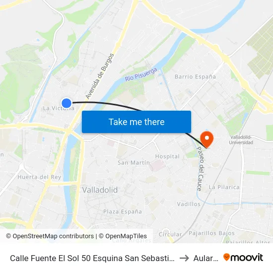 Calle Fuente El Sol 50 Esquina San Sebastián to Aulario map