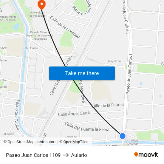 Paseo Juan Carlos I 109 to Aulario map