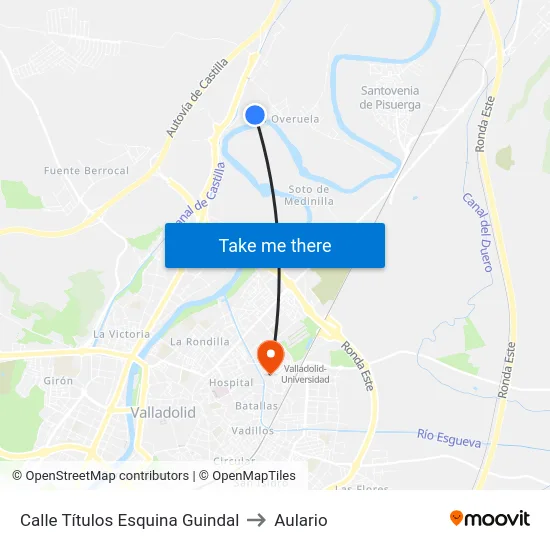 Calle Títulos Esquina Guindal to Aulario map