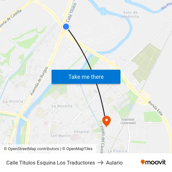 Calle Títulos Esquina Los Traductores to Aulario map