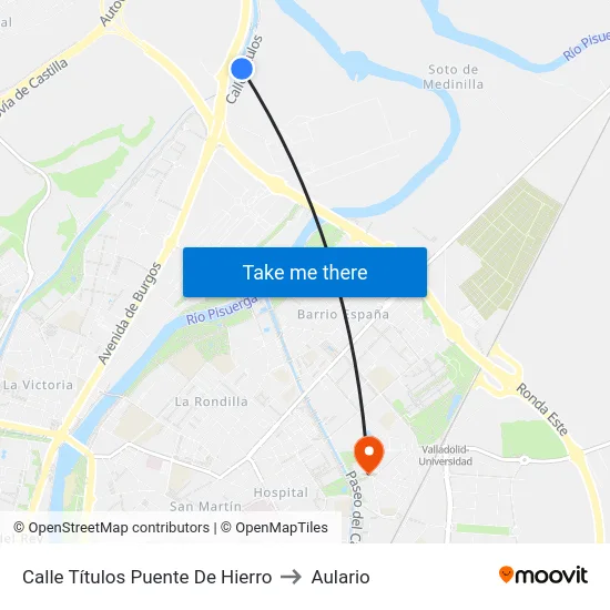 Calle Títulos Puente De Hierro to Aulario map