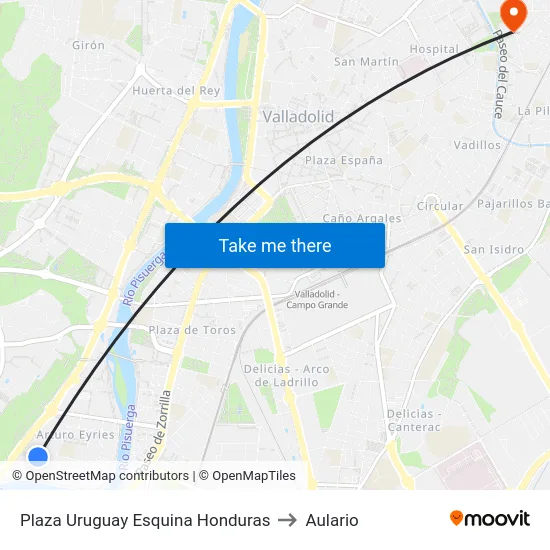Plaza Uruguay Esquina Honduras to Aulario map