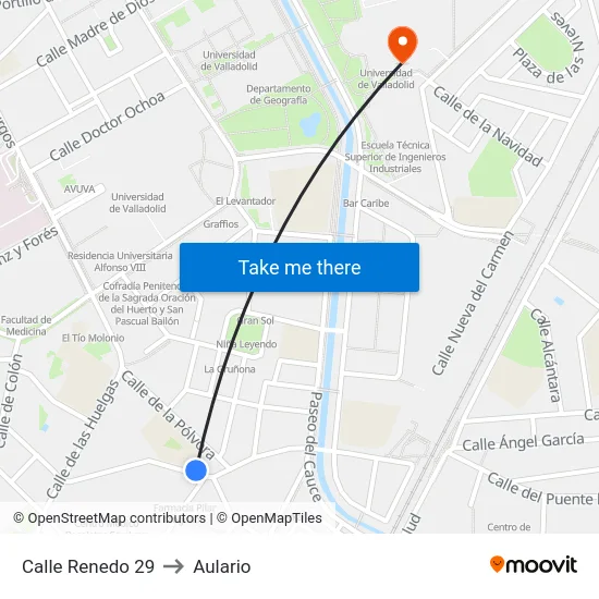 Calle Renedo 29 to Aulario map