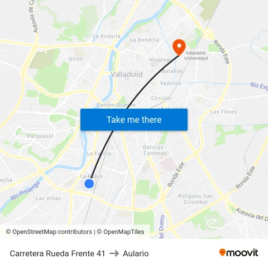 Carretera Rueda Frente 41 to Aulario map