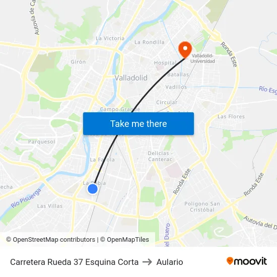 Carretera Rueda 37 Esquina Corta to Aulario map