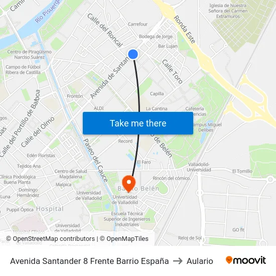 Avenida Santander 8 Frente Barrio España to Aulario map
