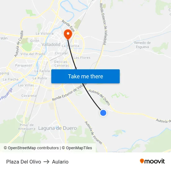 Plaza Del Olivo to Aulario map