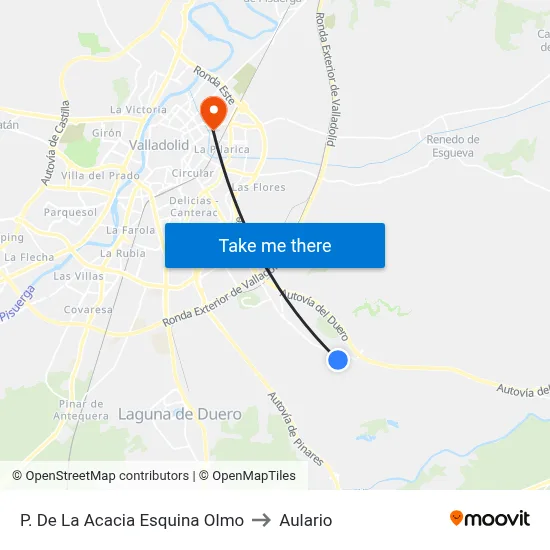 P. De La Acacia Esquina Olmo to Aulario map