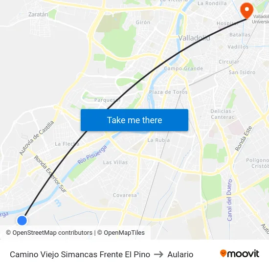 Camino Viejo Simancas Frente El Pino to Aulario map