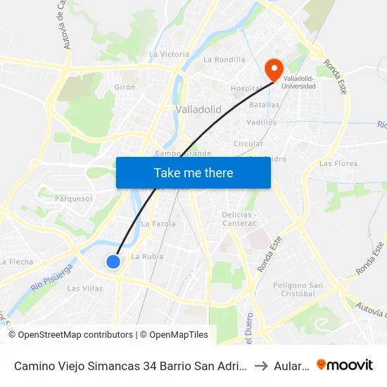 Camino Viejo Simancas 34 Barrio San Adrián to Aulario map