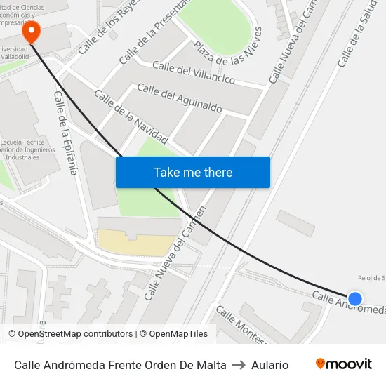 Calle Andrómeda Frente Orden De Malta to Aulario map