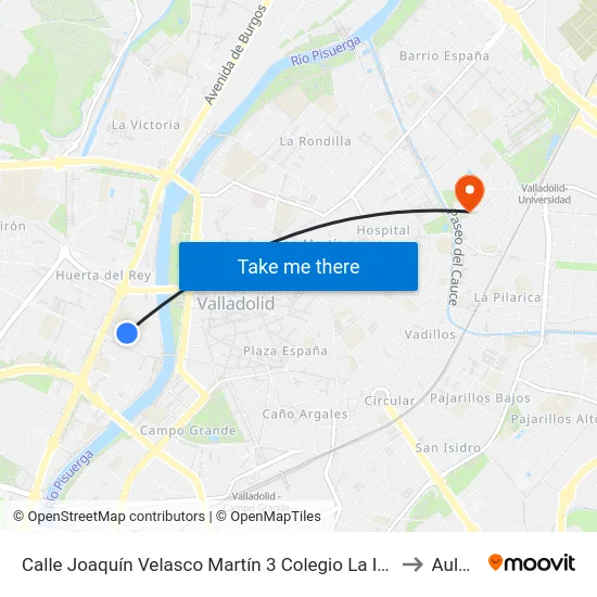 Calle Joaquín Velasco Martín 3 Colegio La Inmaculada to Aulario map