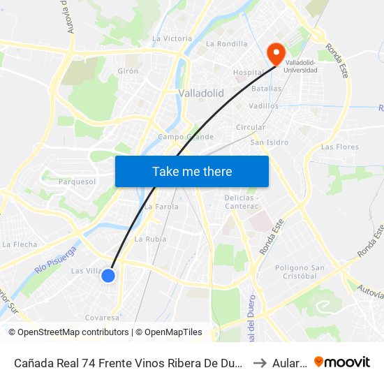 Cañada Real 74 Frente Vinos Ribera De Duero to Aulario map