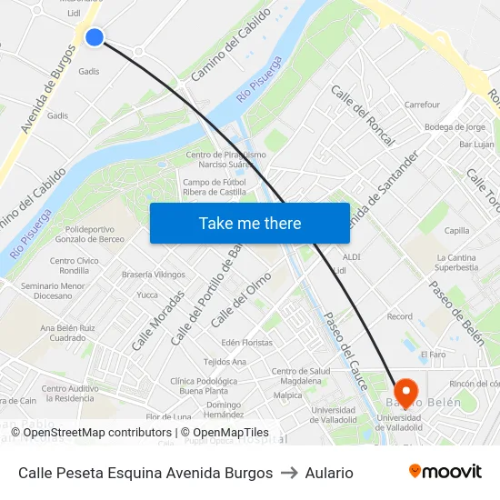 Calle Peseta Esquina Avenida Burgos to Aulario map