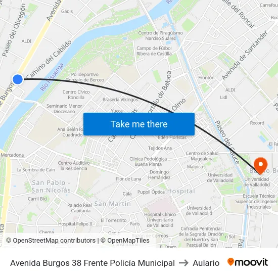 Avenida Burgos 38 Frente Policía Municipal to Aulario map