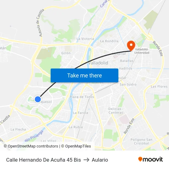 Calle Hernando De Acuña 45 Bis to Aulario map