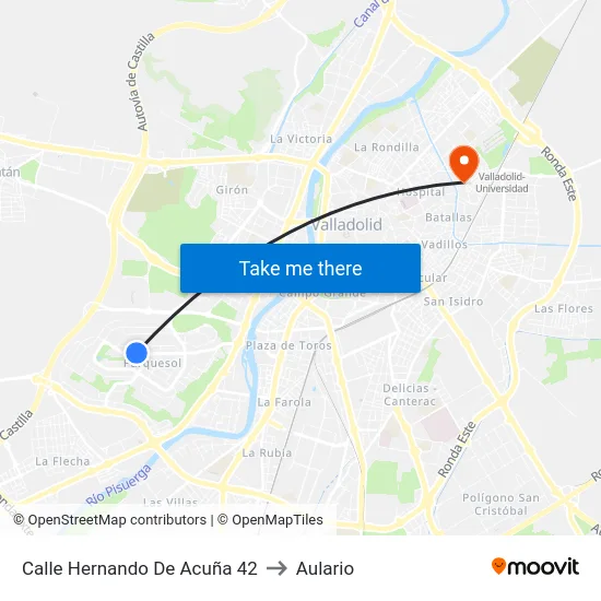 Calle Hernando De Acuña 42 to Aulario map