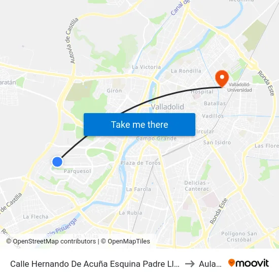 Calle Hernando De Acuña Esquina Padre Llanos to Aulario map