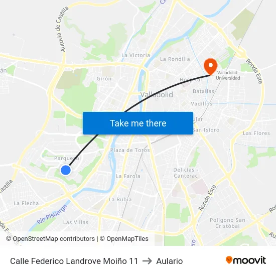 Calle Federico Landrove Moiño 11 to Aulario map