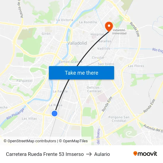 Carretera Rueda Frente 53 Imserso to Aulario map
