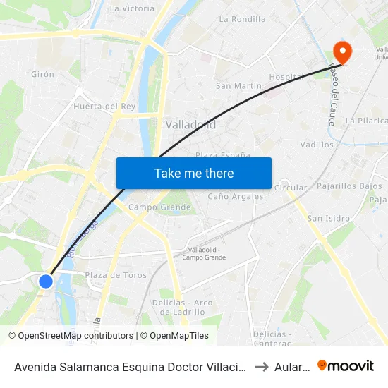 Avenida Salamanca Esquina Doctor Villacián to Aulario map