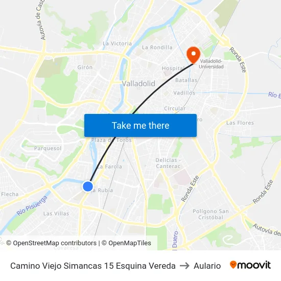 Camino Viejo Simancas 15 Esquina Vereda to Aulario map