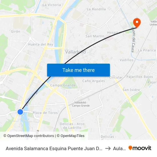 Avenida Salamanca Esquina Puente Juan De Austria to Aulario map