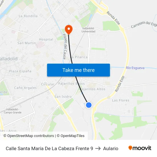 Calle Santa María De La Cabeza Frente 9 to Aulario map