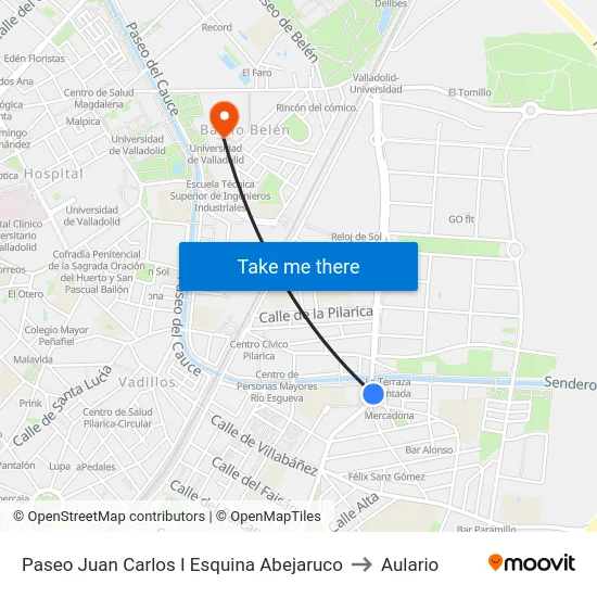 Paseo Juan Carlos I Esquina Abejaruco to Aulario map