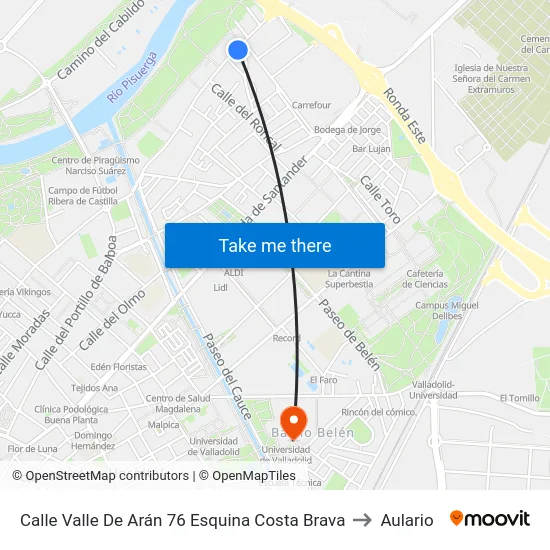 Calle Valle De Arán 76 Esquina Costa Brava to Aulario map