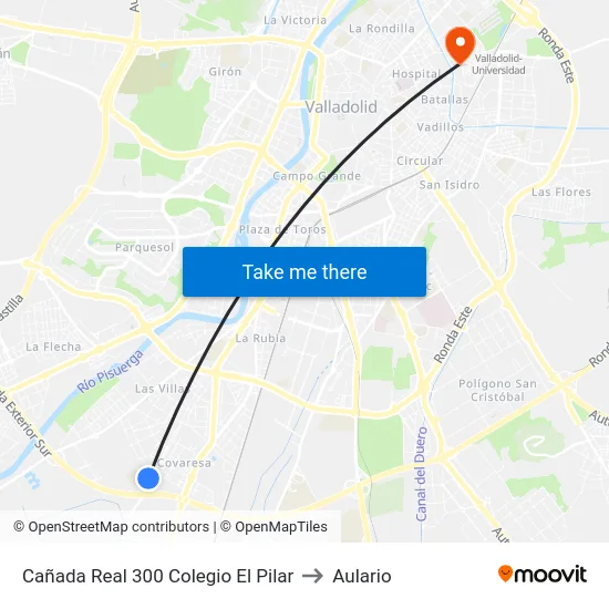 Cañada Real 300 Colegio El Pilar to Aulario map