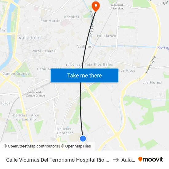 Calle Víctimas Del Terrorismo Hospital Río Hortega to Aulario map