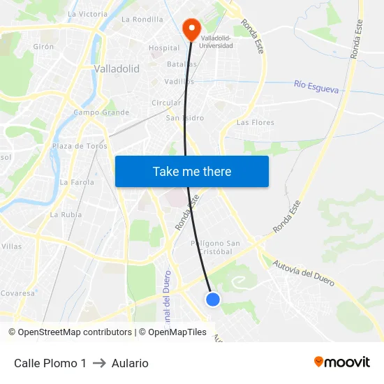 Calle Plomo 1 to Aulario map