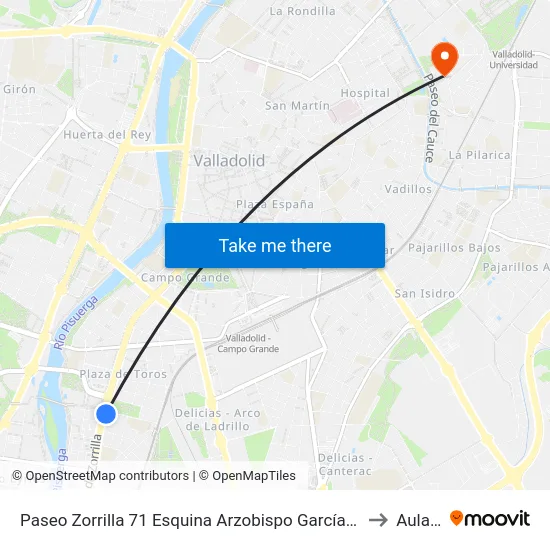 Paseo Zorrilla 71 Esquina Arzobispo García Goldáraz to Aulario map