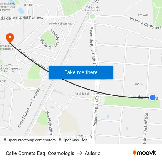 Calle Cometa Esq. Cosmologia to Aulario map