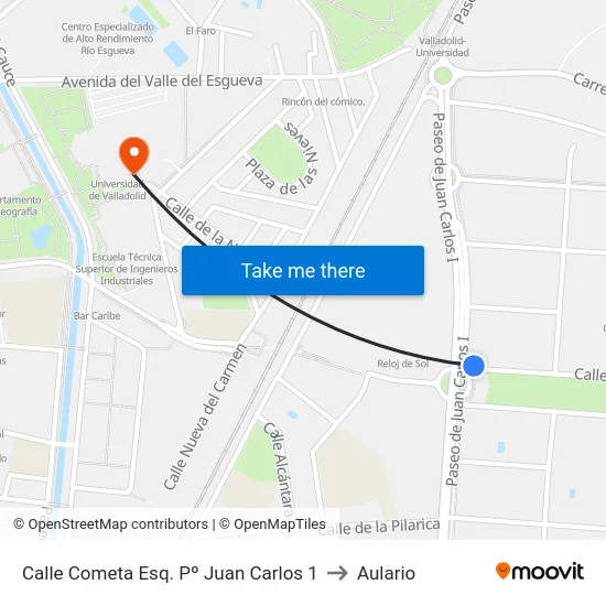 Calle Cometa Esq. Pº Juan Carlos 1 to Aulario map
