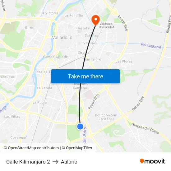 Calle Kilimanjaro 2 to Aulario map
