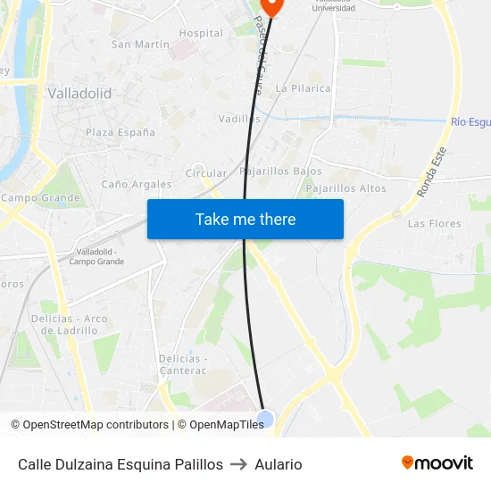 Calle Dulzaina Esquina Palillos to Aulario map