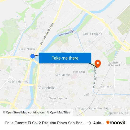 Calle Fuente El Sol 2 Esquina Plaza San Bartolomé to Aulario map