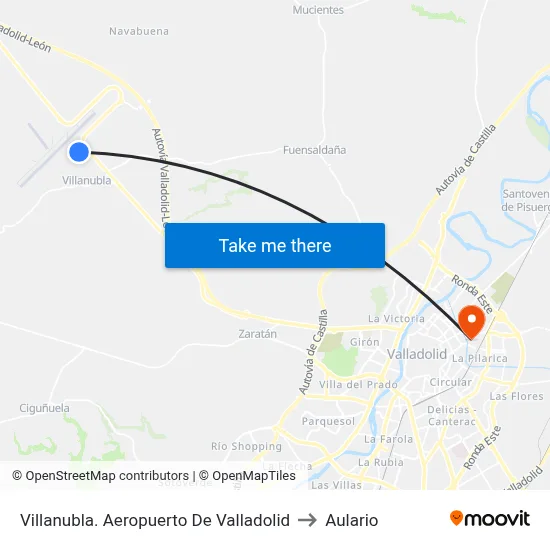 Villanubla. Aeropuerto De Valladolid to Aulario map
