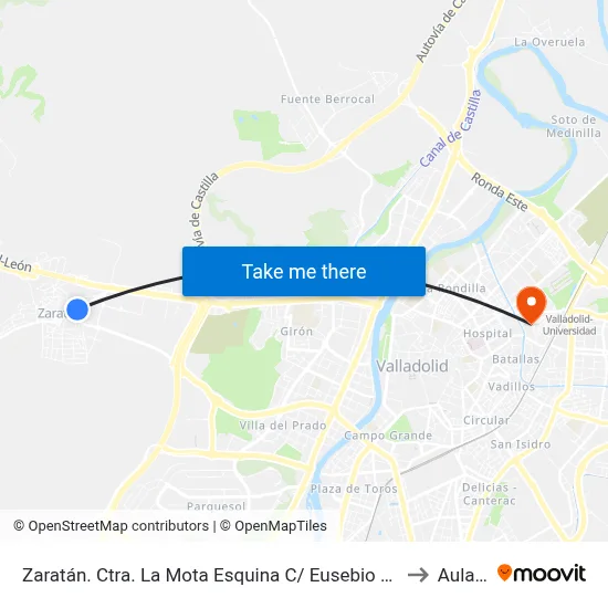 Zaratán. Ctra. La Mota Esquina C/ Eusebio González to Aulario map