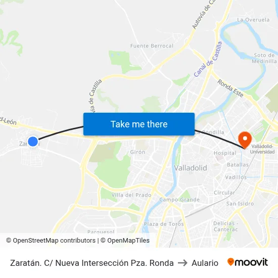 Zaratán. C/ Nueva Intersección Pza. Ronda to Aulario map