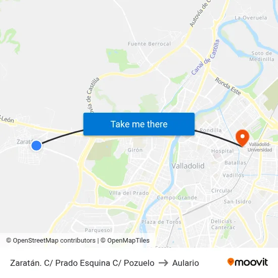 Zaratán. C/ Prado Esquina C/ Pozuelo to Aulario map