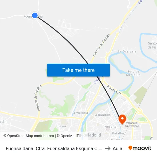 Fuensaldaña. Ctra. Fuensaldaña Esquina C.º Prado to Aulario map