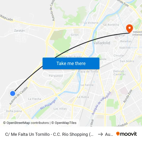 C/ Me Falta Un Tornillo - C.C. Río Shopping (Arroyo De La Encomienda) to Aulario map