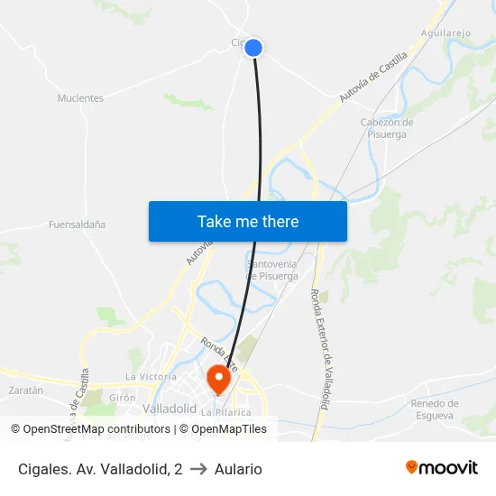 Cigales. Av. Valladolid, 2 to Aulario map